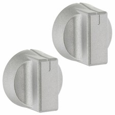 2 x Oven Cooker Hob Silver Control Knobs For New World 444447281, 444447283