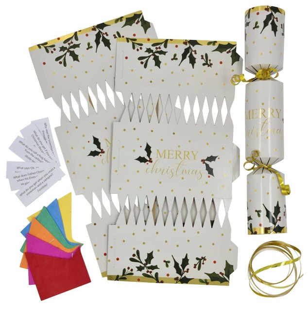 Make Your Own Christmas Cracker kit Makes 6 Crackers Hats Pulls Jokes HOLLY Make Your Own Christmas Cracker kit Makes 6 Crackers Hats Pulls Jokes HOLLY