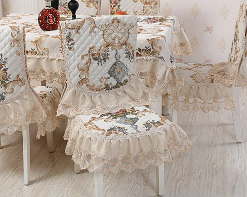 Chenille Rectangle Vintage Lace Tablecloth Events Round Dining Chair Cover - Picture 13 of 45