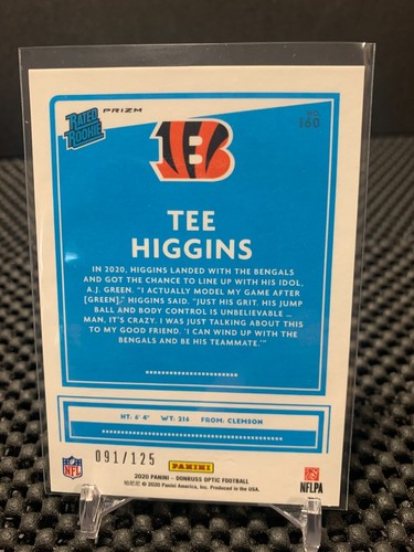 2020 Panini Donruss Optic Tee Higgins SILVER CIRCLES RC /125 Bengals - Picture 2 of 2