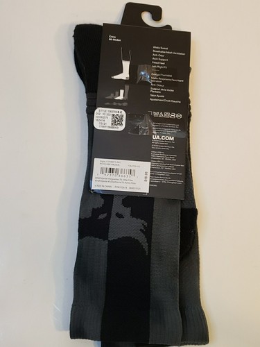 New Under Armour Mens Training Crew Socks 1 Pair Green Black Mid Calf 12-16 New - Picture 9 of 14