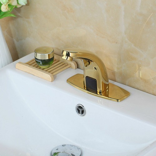 Rubinetto Bagno Oro Miscelatore Elettronico Automatico Sensore Touchless Rubinetto Mani Libere - Foto 5 di 6