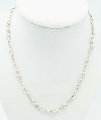 DESIGNER INSPIRED 18 in SILVER TONE TEXTURED SPIRAL LINK ROSE CHAIN NECKLACE NEW
