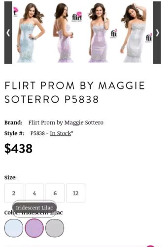 Flirt By Maggie Soterro Dress "Iridescent Lilac" Sz 2 Dress Princess Prom NWT - Picture 4 of 16