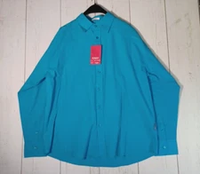 Koman Sport Men shirt size XL long sleeve button aqua RN 53615 casual NWT