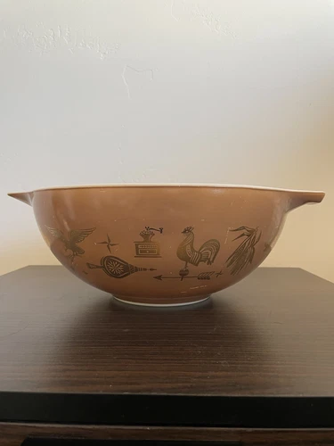 Vintage Pyrex 10" Cinderella Nesting Bowl 444 Early American Heritage Eagle 4qt 