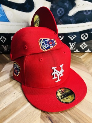 New Era New York Mets Nyfd Nypd Patch Myfitteds Exclusive Red 7 3/8 Rare