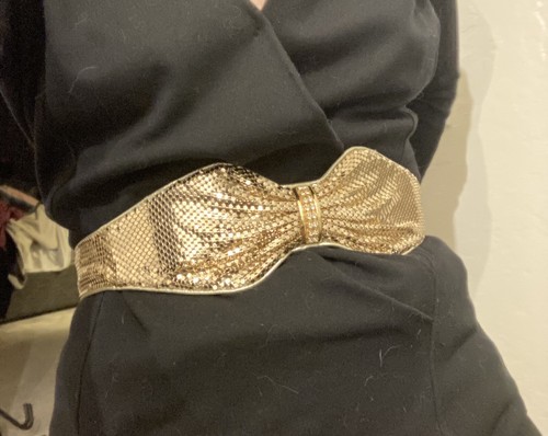 Vtg 70’s corset metallic metal gold silver rhinestone belt Whiting Davis mesh - Picture 3 of 12