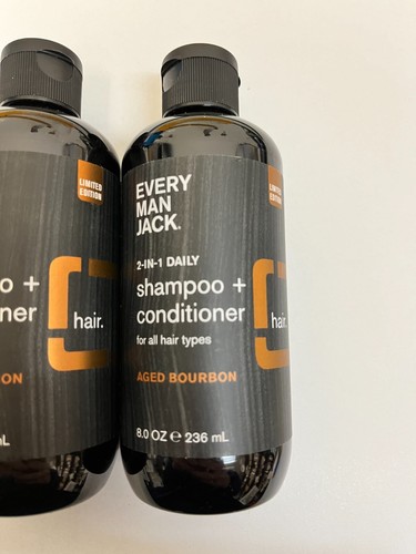EVERY MAN JACK 2 IN 1 AGED BOURBON Shampoo & Conditioner 8 Oz 2 PACK - Picture 2 of 6