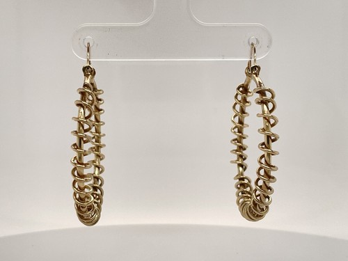 12k Gold Filled Spiral 1-1/4" High Hoop Earrings 5.3 Grams - Picture 5 of 13