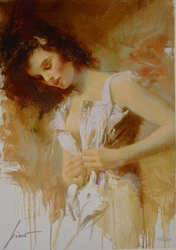 Pino Daeni "White Camisole" Giclee on Canvas Signed and Numbered with a COA! - Picture 9 of 9