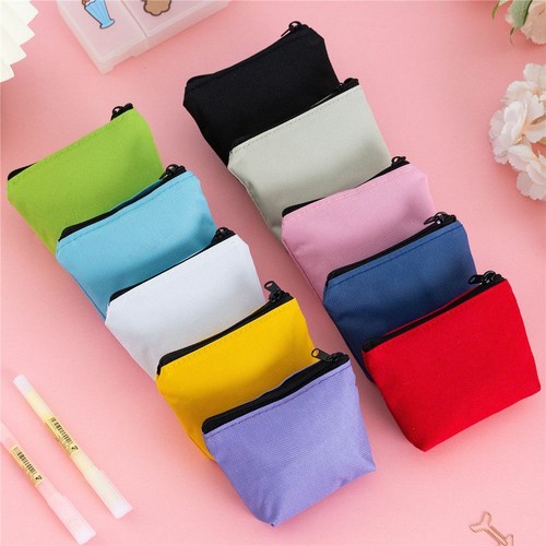 Damen Canvas Geldbörse kleine Geldbörse Etui tägliche Aufbewahrungstasche Reißverschluss Kinder_ - Bild 1 von 22