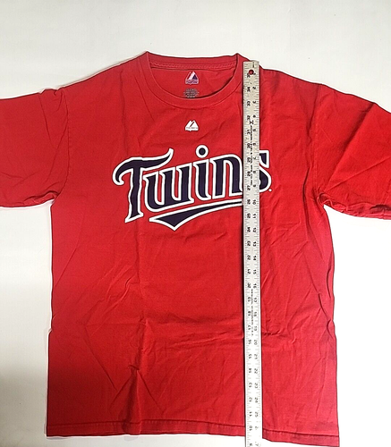 T-shirt Majestic Minnesota Twins uomo media rossa logo gemelli #7 Mauer - Foto 4 di 8