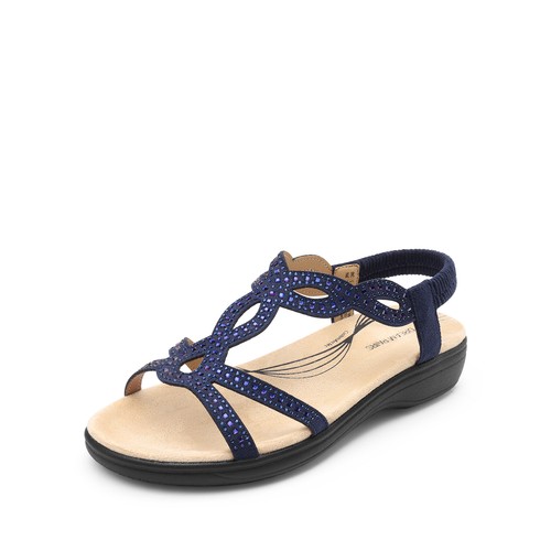 Women Summer Casual Sandals Elastic Strap Open Toe Slip On Flat Sandals - Picture 18 of 57
