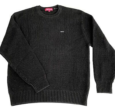 BRAND NEW SUPREME Small Box Logo Black Textured Knit Sweater MEDIUM | eBay