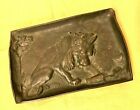 Antique Bronze Lion Decorative Art Tray Ornate High Relief Design Tree Landscape