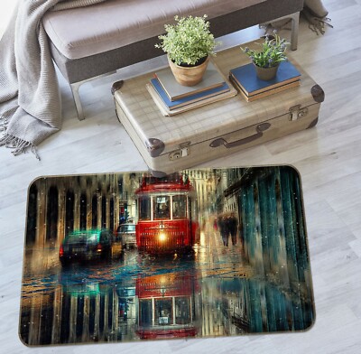 3D Red Bus Street NAO7155 Game Rug Mat Elegant Photo Carpet Mat Fay ...