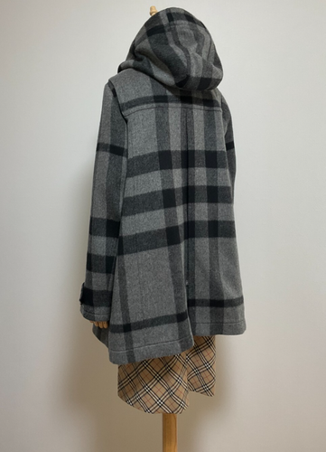 Burberry Brit Women's Wool Duffle Coat Check Pattern Gray size UK14 USA12 ITA40 - Picture 8 of 20