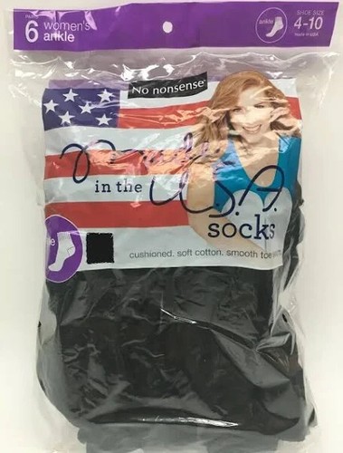 No Nonsense Black Ankle Socks 6 Pairs