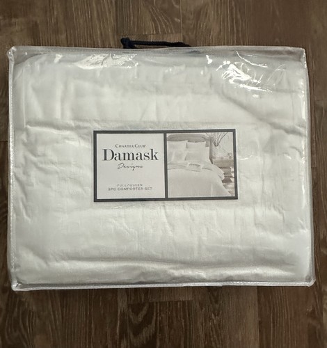 Damask Designs White - Woven Tile Print Full/Queen Comforter and Sham NWT $360 - Picture 2 of 6