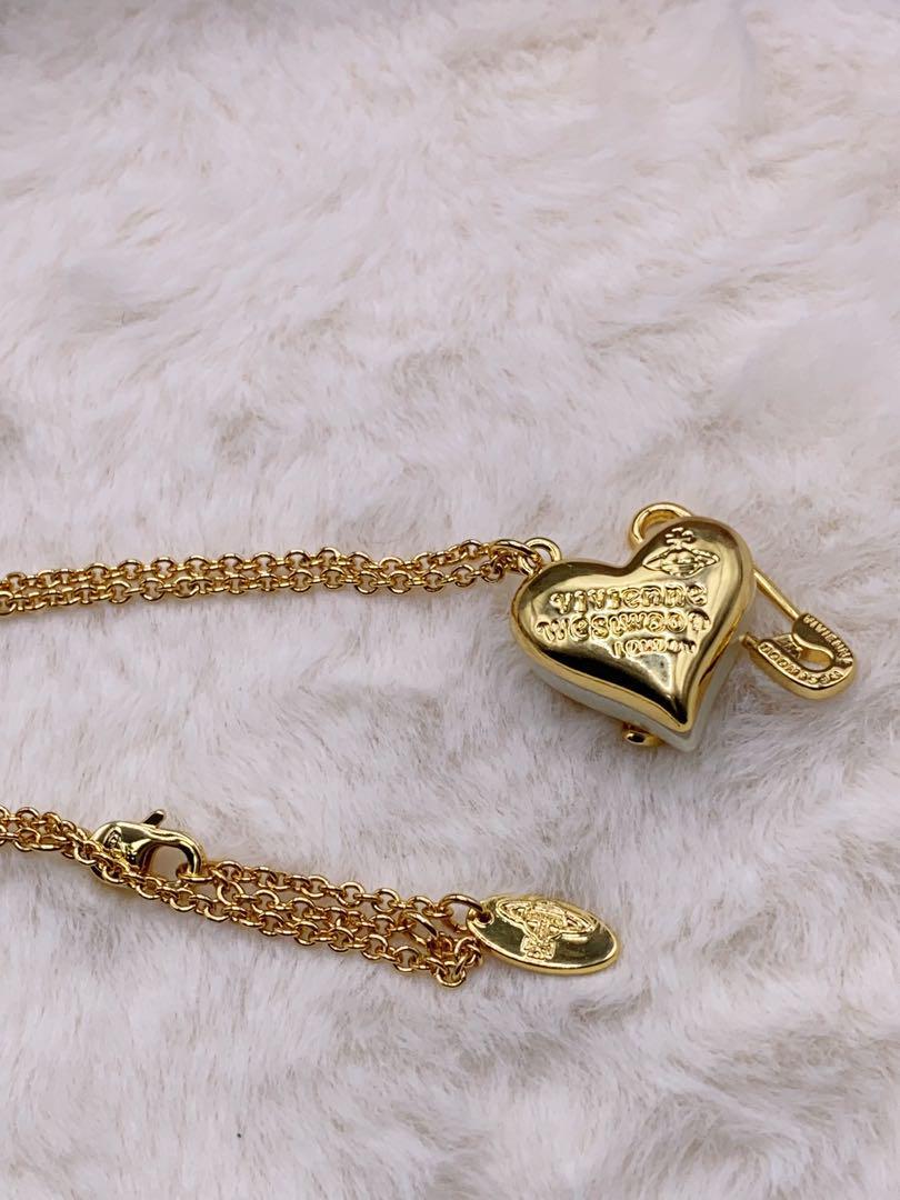 Vivienne Westwood Safety Pin Heart Pearl Necklace 44cm | eBay