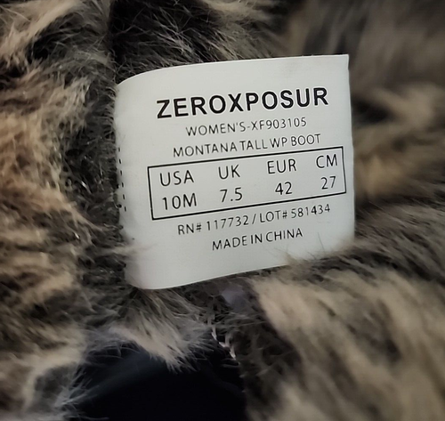 Zeroxposur Women's Snow Boots Black Furry 10M Montana Tall Waterproof - Picture 5 of 12