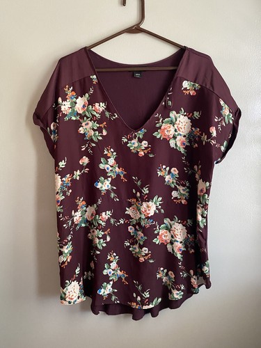 Metaphor Maroon floral blouse, Size XL - Picture 1 of 3