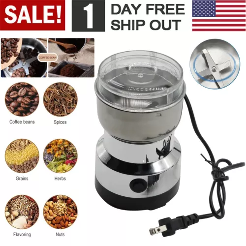 Electric Mini Coffee Bean Grinder Nut Herb Grind Spice Mill Blender Machine New