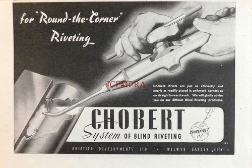 WW2 Original Ephemera : 'CHOBERT' Blind Riveting System ADVERT