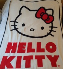 Sanrio Hello Kitty Blanket Throw Fleece 65'X45" Red White Black Vintage