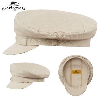 Sterkowski DANUBE MOD 6 Sommer Leinen Schirmmütze Fischermütze Beige