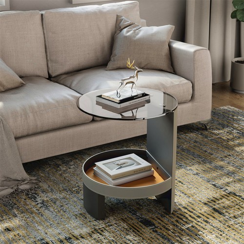 6 Styles Luxury Leather Sofa Side Table Sintered Stone Top Accent Table Home Dec - Picture 77 of 79