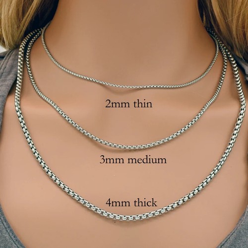 3 mm 18k PVD VERGOLDET Edelstahl Box Gliederkette Halskette 16" 22" 24" 30" - Bild 4 von 4