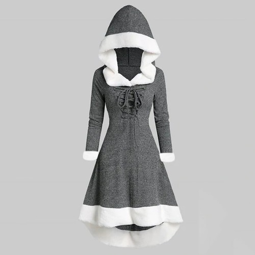 Christmas Womens Santa Fancy Dress Ladies Xmas Patchwork Swing Dress Costume - Picture 17 of 39