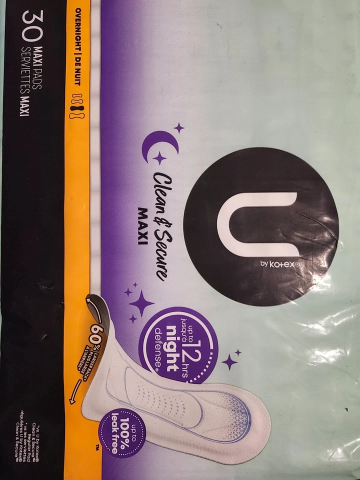 Kotex чистый и безопасный макси на ночь подушечки 100% утечки бесплатно, 2 упаковки - Изображение 2 из 2