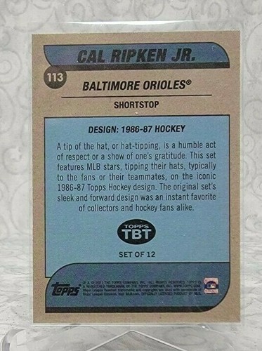 CAL RIPKEN JR #113 2021 TOPPS Throwback Thursday TBT #38 1986-87 Hockey PR: 586 - Picture 2 of 2