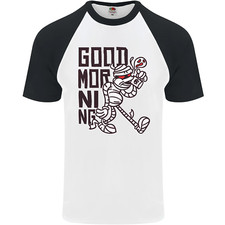 Good Morning Mummy Coffee Halloween Mens S/S Baseball T-Shirt