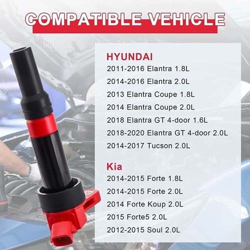 4PCS Ignition Coil 27300-2E000 For Elantra Tucson Kia Forte Soul 1.8L 2.0L UF651 - Picture 6 of 18
