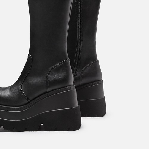 Botas punk góticas antideslizantes gruesas de trabajo con suela gruesa con cremallera para damas - Imagen 10 de 24