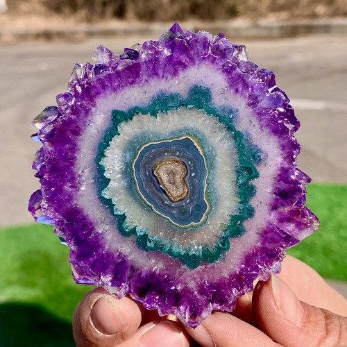 81G Natural Alta Calidad Amatista Ágata Cuarzo Racimo Rebanada Cristal Mineral - Imagen 2 de 24