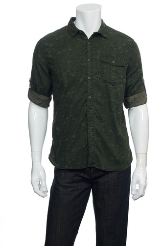 Converse Black Canvas Mens Tab Sleeved Button Down Sport Shirt (Small, Green)$98 - Picture 5 of 8