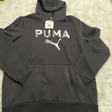 PUMA Men's Medium Shadow Hoodie Fleece Big Logo Sweatshirt Black 677244-01 50