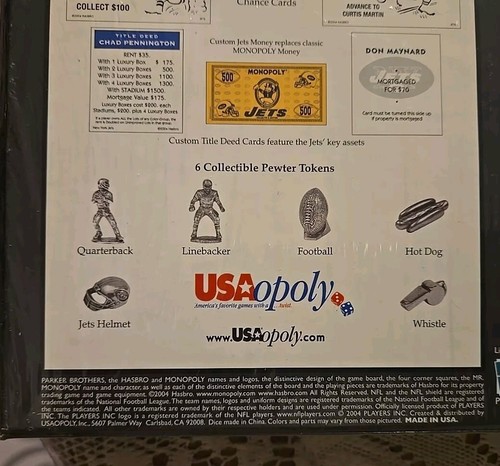 NEW YORK JETS MONOPOLY BOARD GAME - COLLECTOR'S EDITION. 2004. NEW & SEALED. - Picture 9 of 11