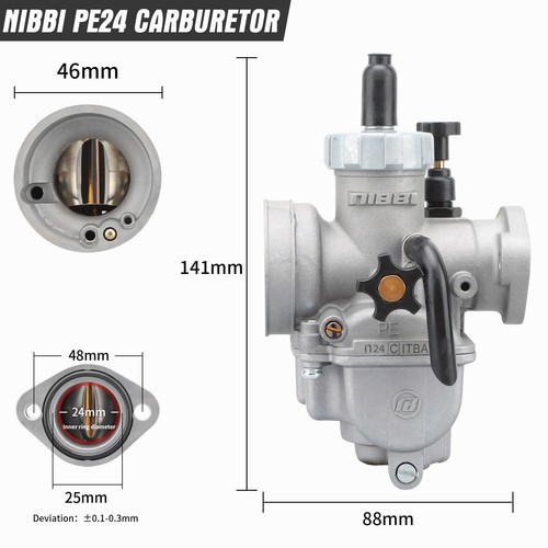 NIBBI Racing Carburetor PE 24mm Flange For 140cc-150cc ATV Scooter Pit Dirt Bike - Picture 2 of 6