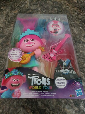 TROLLS DREAMWORKS World Tour Grand Finale Poppy Poupée de Collection avec Bandeau Accessoire Jouet inspiré du Film Kids 4 Ans et Plus