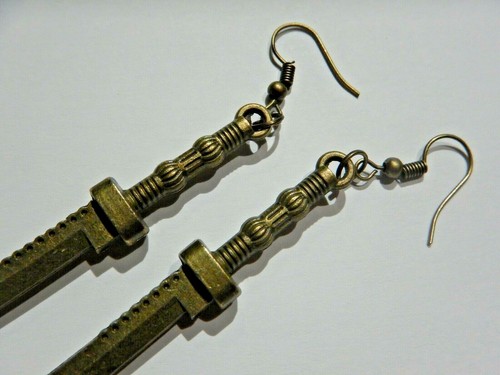 PENDIENTES KATANA BRONCE HIPOALERGÉNICOS espada Michonne Japón gancho ninja samurai H6 - Imagen 3 de 4