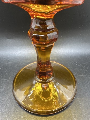 Plato de caramelo con pedestal de compota de vidrio Indiana vintage 6,75 pulgadas ámbar miel dorado - Imagen 5 de 10