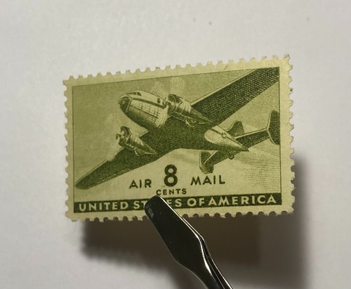 Rare - 1941 Air Mail Transport 8 Cents Stamp Olive Green Mint Never Hinged OG. - 第 7/17 張圖片