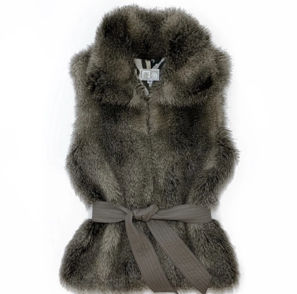 Alberto Makali Women s Faux Fur Belted Vest Size M eBay