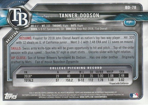 2018 Bowman Draft - Paper Only - Pick Your Player - Free U.S. Shipping - Picture 79 of 197